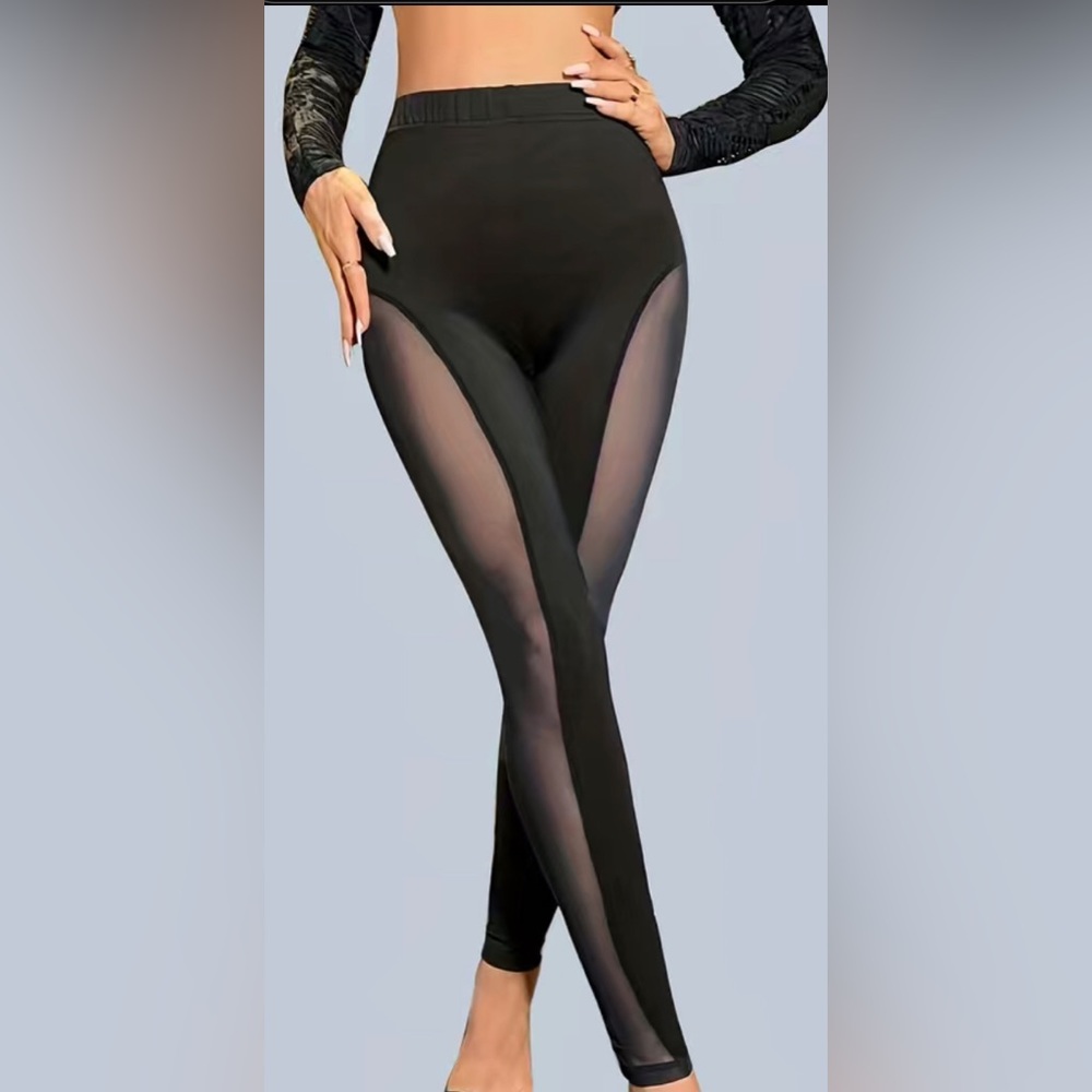 Skinny Contrast Mesh Leggings